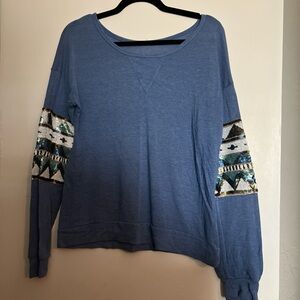 Chic Blue Women's Top with Sequin Accents